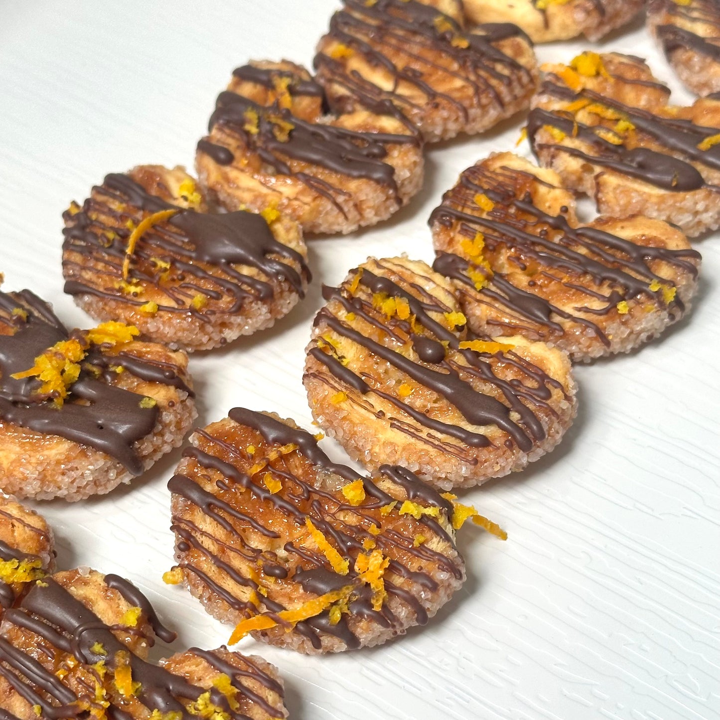 Palmeritas con chocolate y naranja