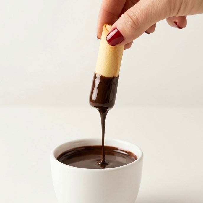 Mini barquillos artesanales con manjar y chocolate