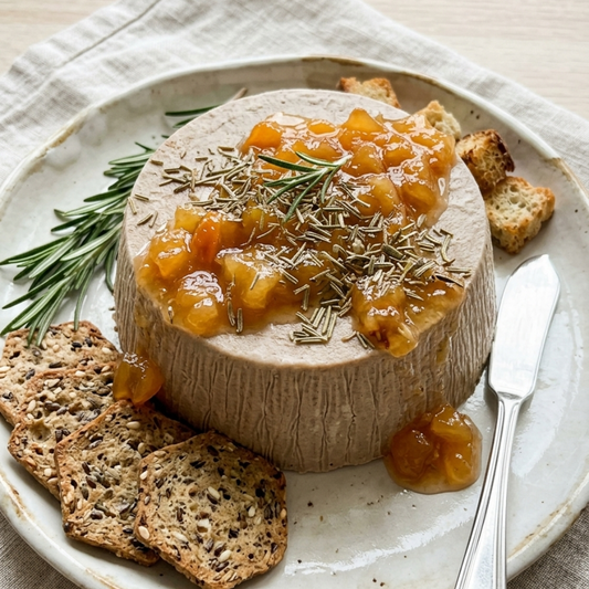 Paté de ave al oporto con naranja confitada y tostas artesanales