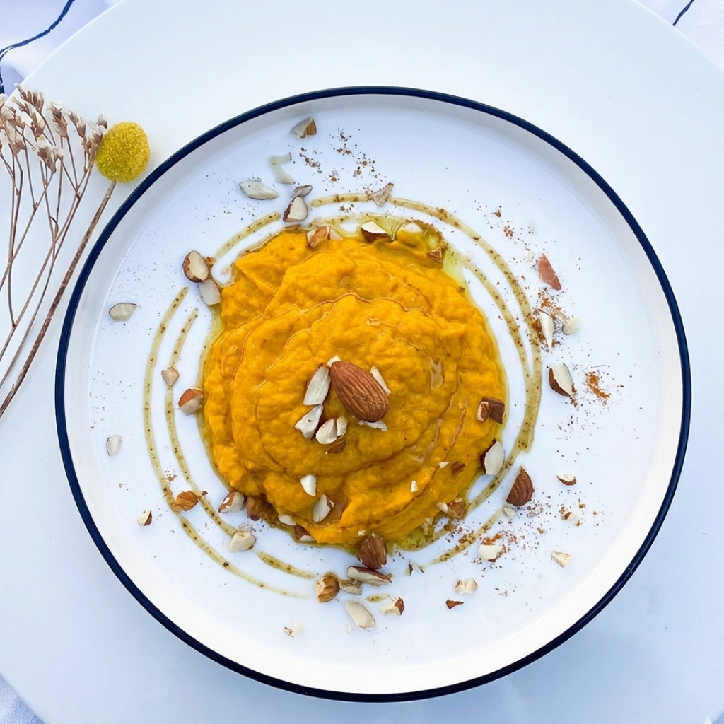 Puré de Zanahoria y cúrcuma con almendras tostadas