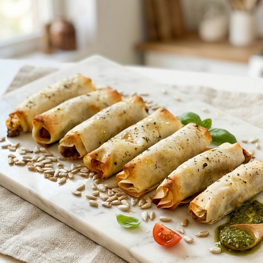 Rollitos de masa filo caprese
