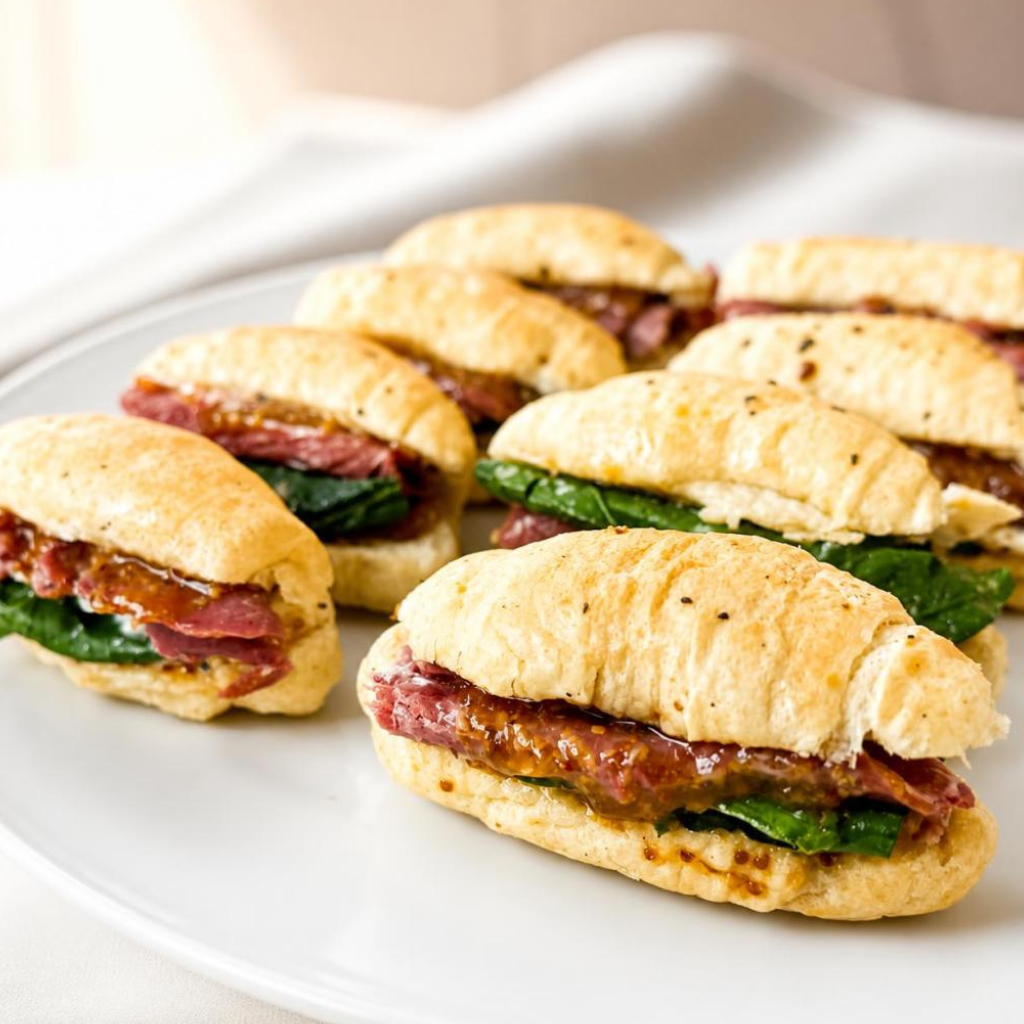 TAPADITOS JAMON SERRANO, QUESO CREMA Y RÚCULA