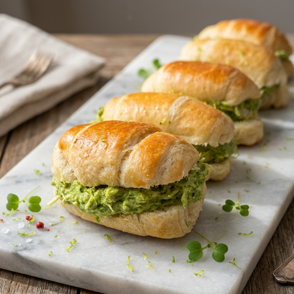 Sándwich en pan de hoja con pollo, palta y cilantro