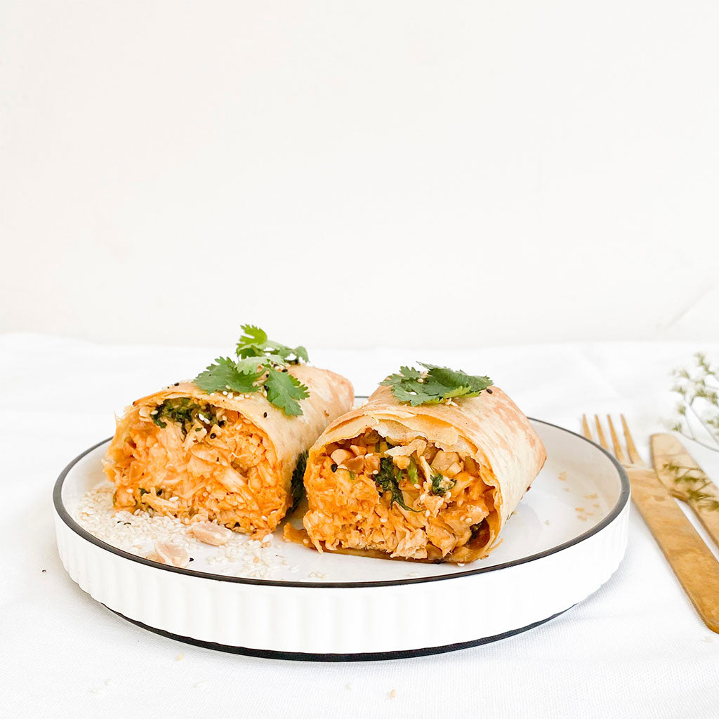 Strudel de masa filo relleno con pollo Thai